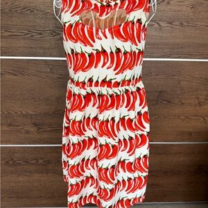Shibori red chilli pepper dress Sz M